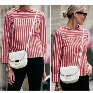 J. CREW G9944 Funnel Neck Stripe Top in Red Size 2